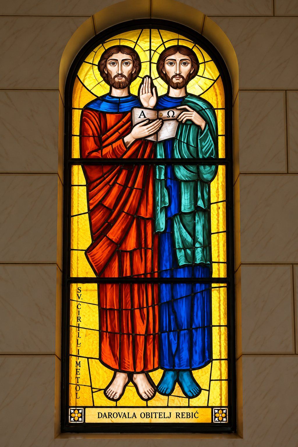 Stained glass window of Saints Cyril and Methodius, Saint Joseph, Sarajevo