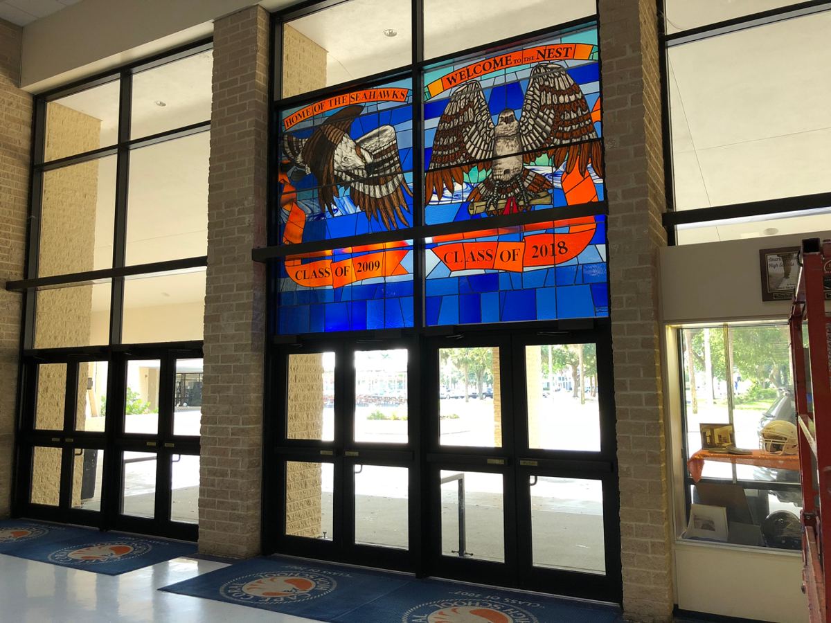 Stained glass at Cape Coral High School in Cape Coral, Florida, photo 2