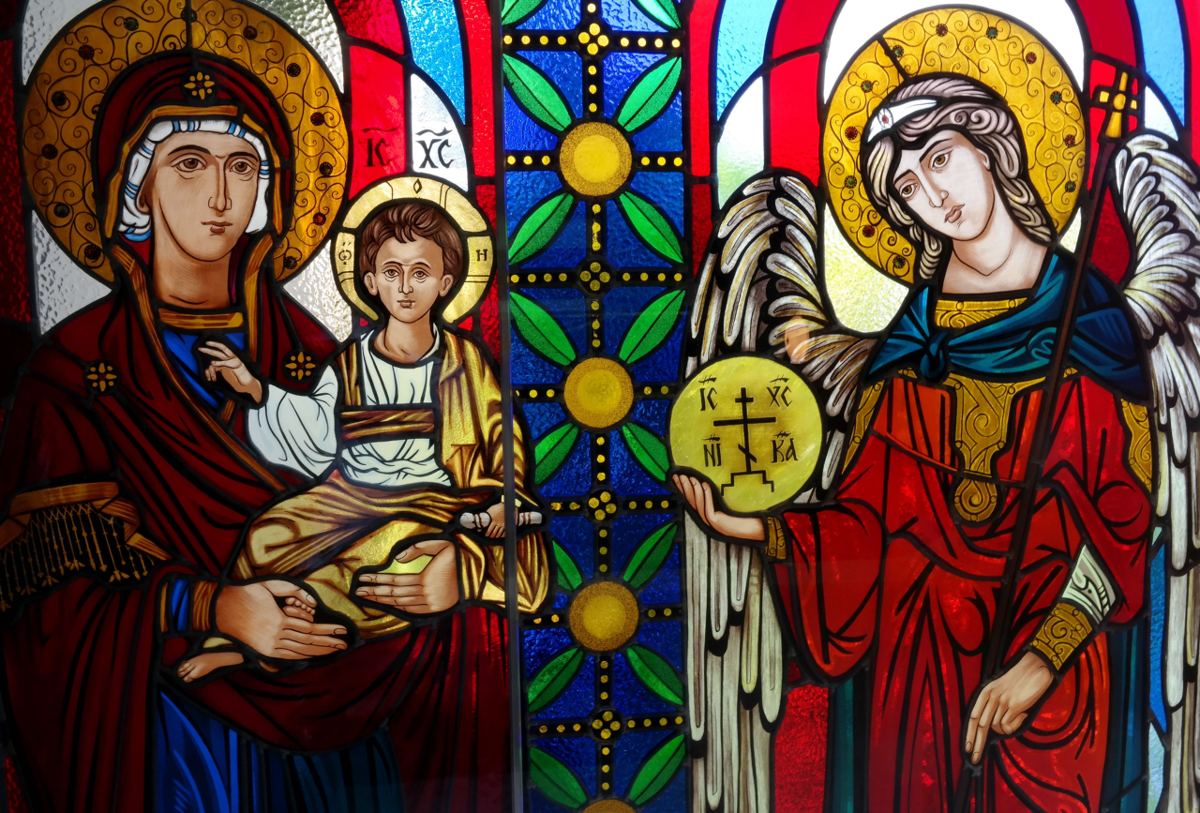 Stained glass at the Orthodox Church of the Archangel Michael in Hamburg, Germany, image 1