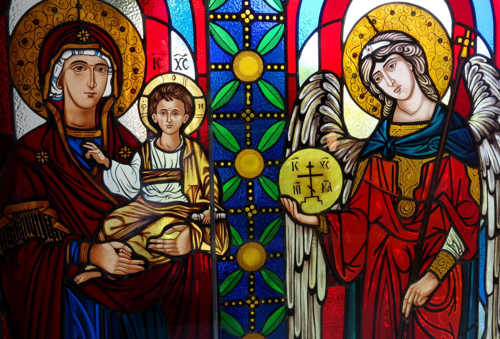 Stained glass at the Orthodox Church of the Archangel Michael in Hamburg, Germany, image 1