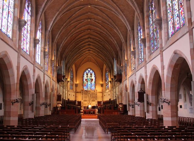 Stained glass at All Saints Chapel, University of the South in Sewanee, Tennessee