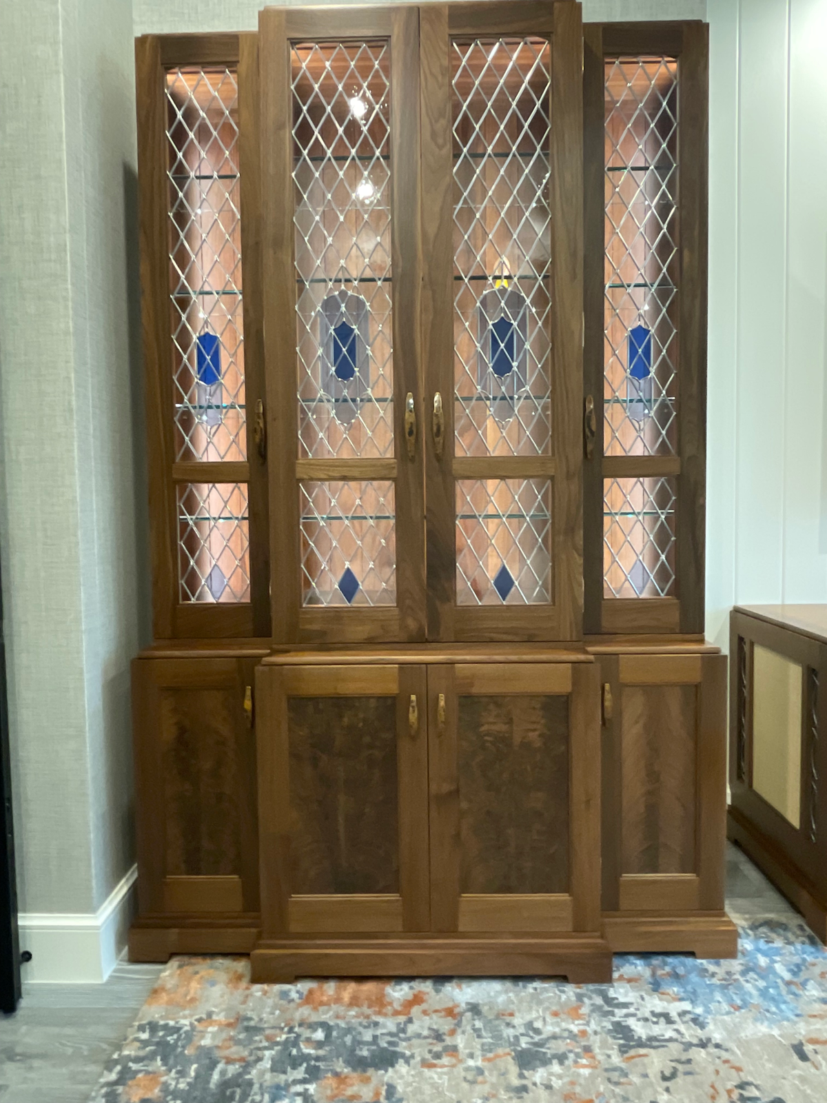 Leaded stained glass at the Kellner residence in Pelican Bay, Naples