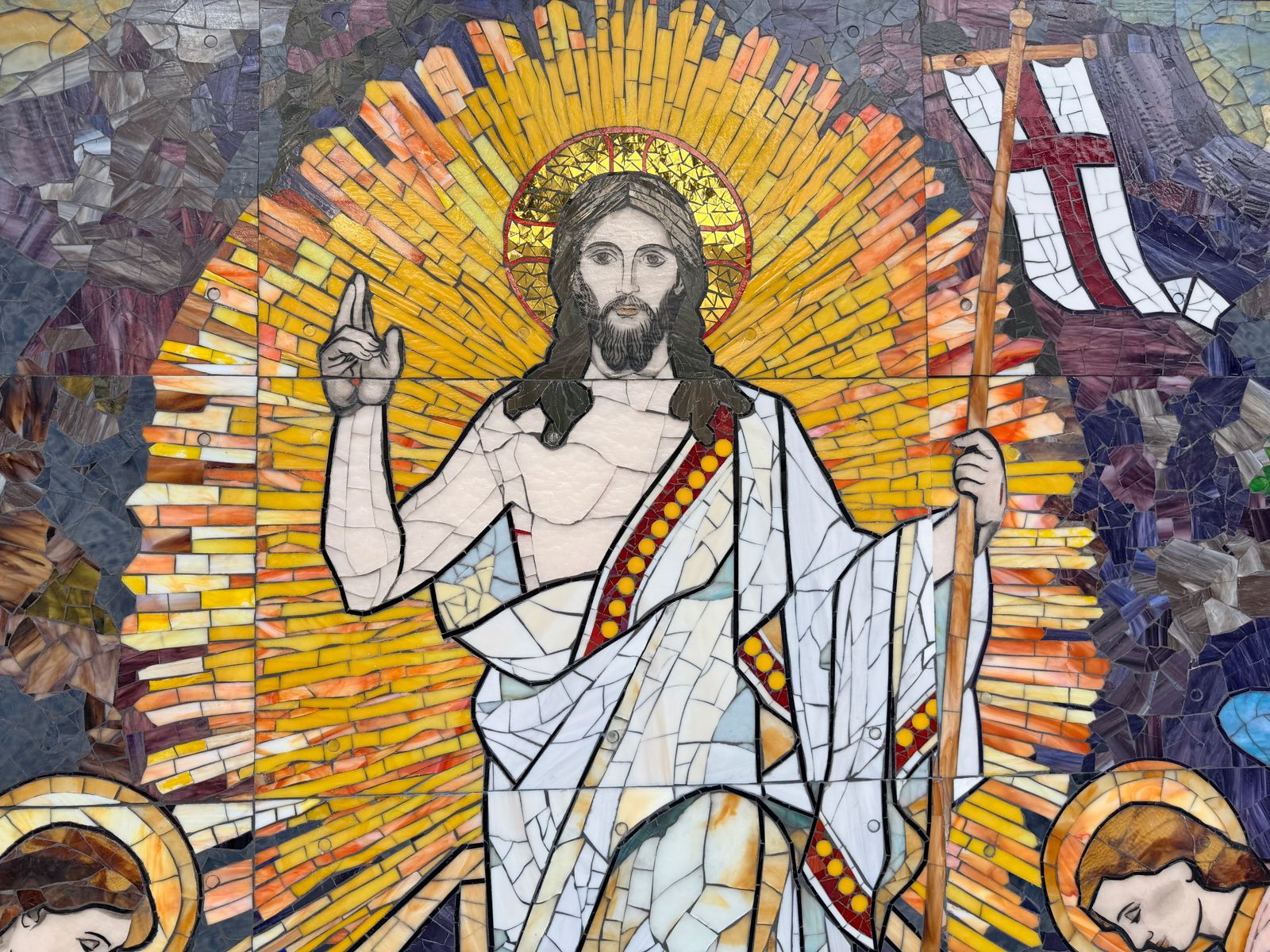Resurrection of Christ glass mural project at St. Thomas More, photo 9