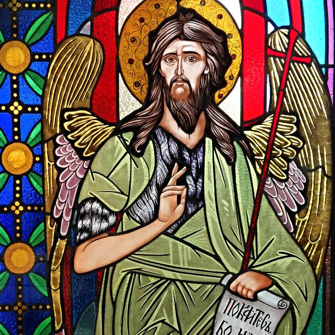 Stained glass at the Orthodox Church of the Archangel Michael in Hamburg, Germany, image 16