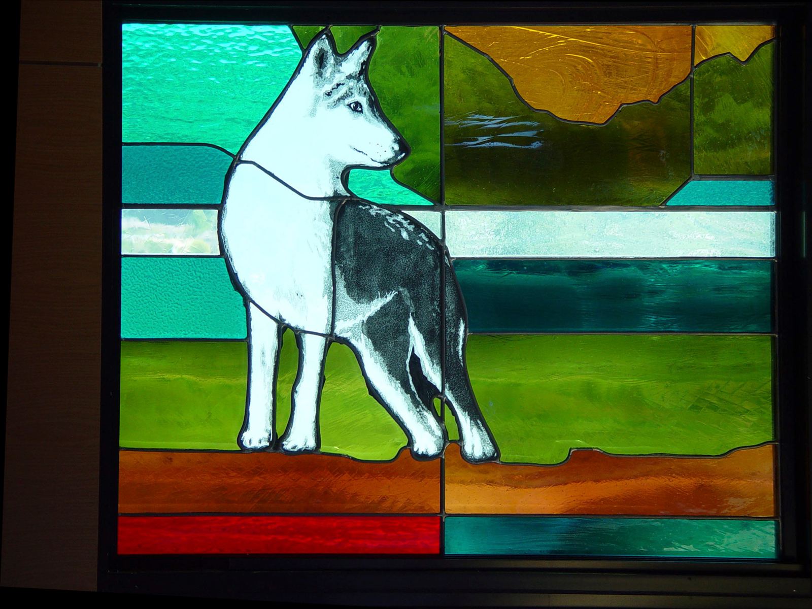Stained glass at St. Francis Chapel, Marin Catholic in Kentfield, California