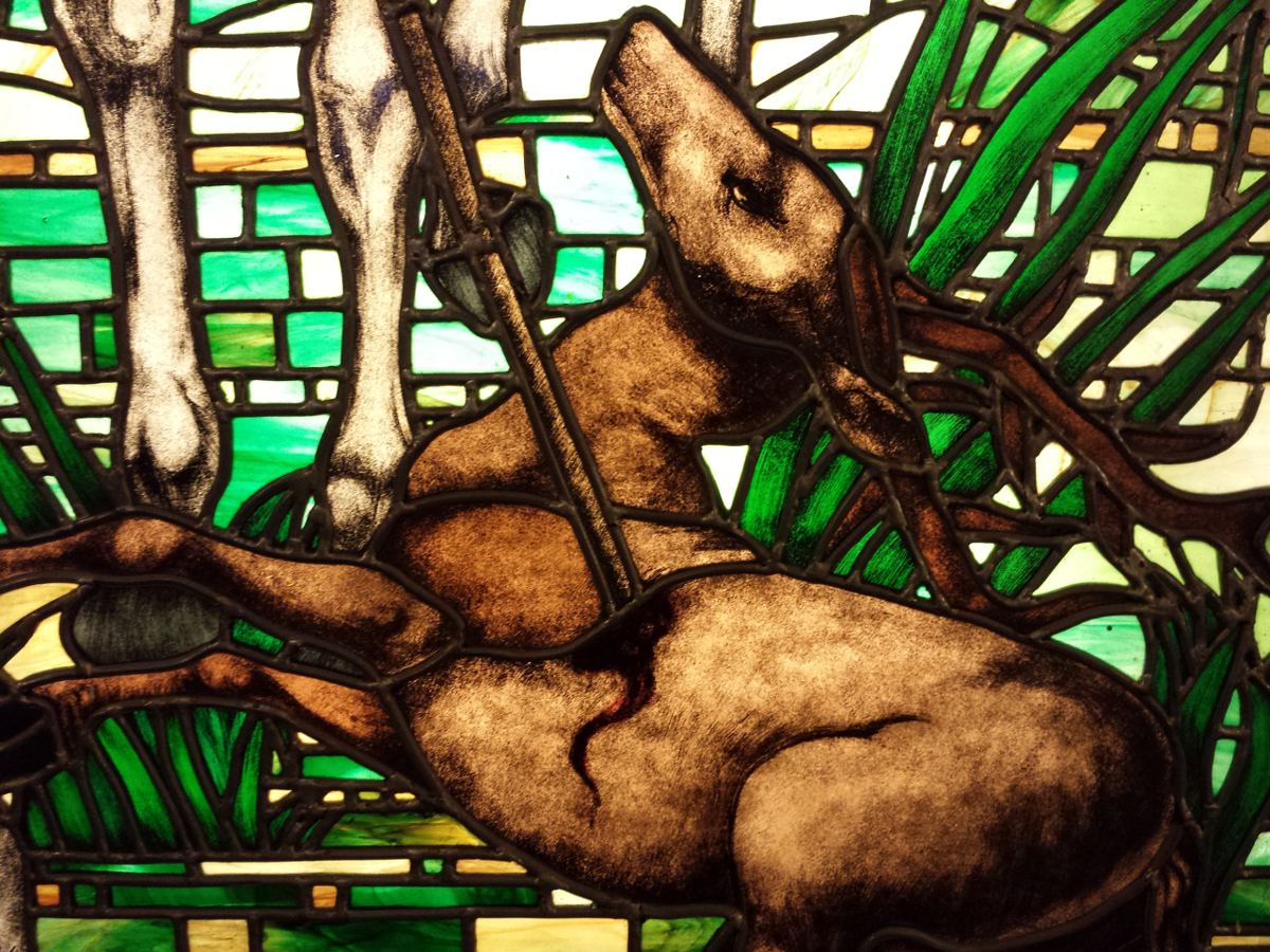 Stained glass windows at the Grand Hotel Gellert in Budapest, Hungary