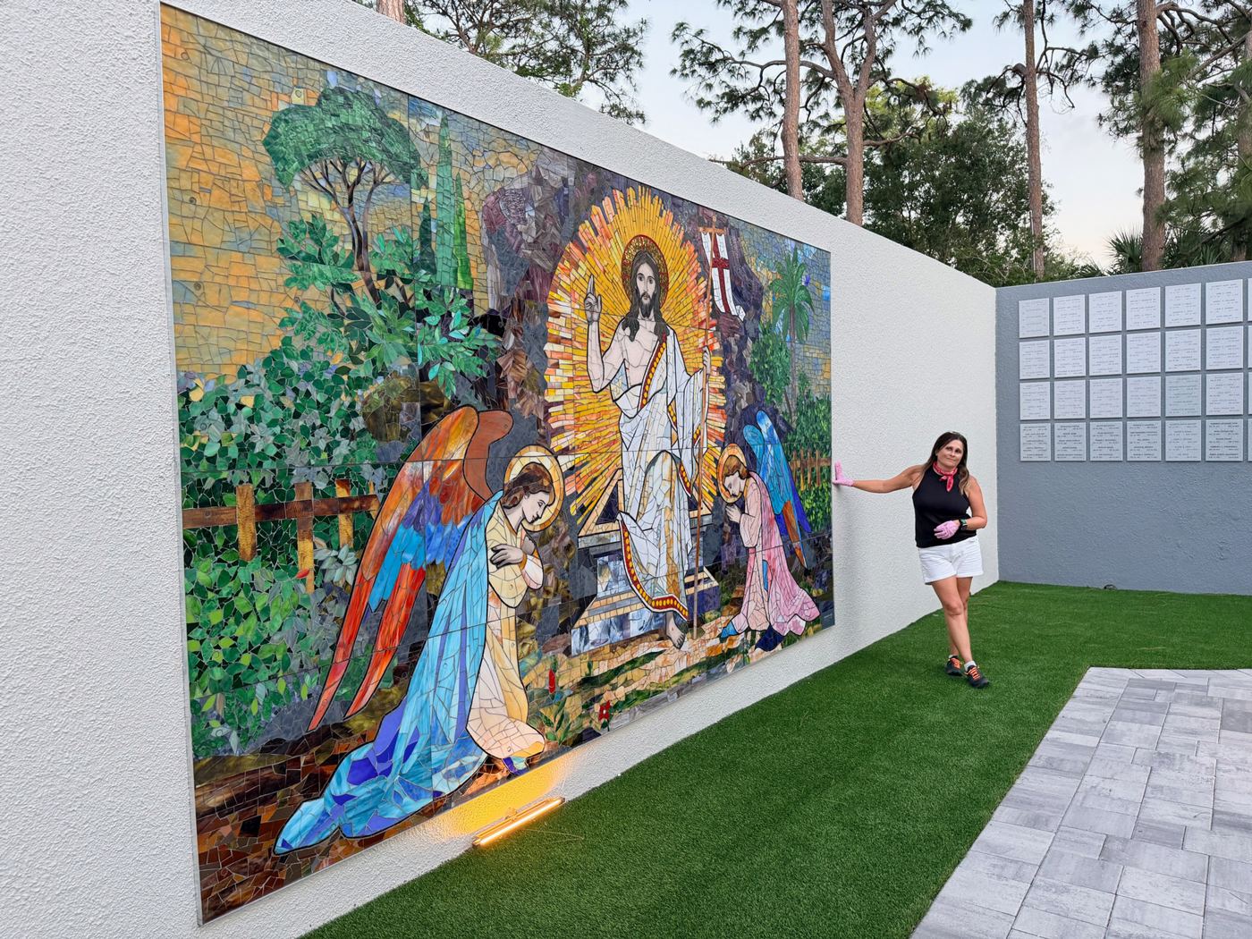 Resurrection of Christ glass mural in the Memorial Garden at St. Thomas More Catholic Church, Sarasota