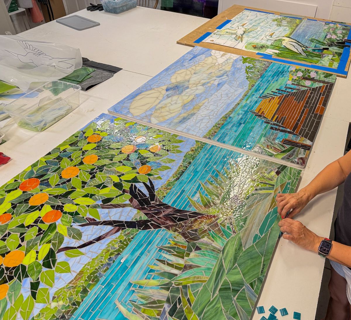 Glass mosaic triptych for Lakeland Regional Health, photo 9