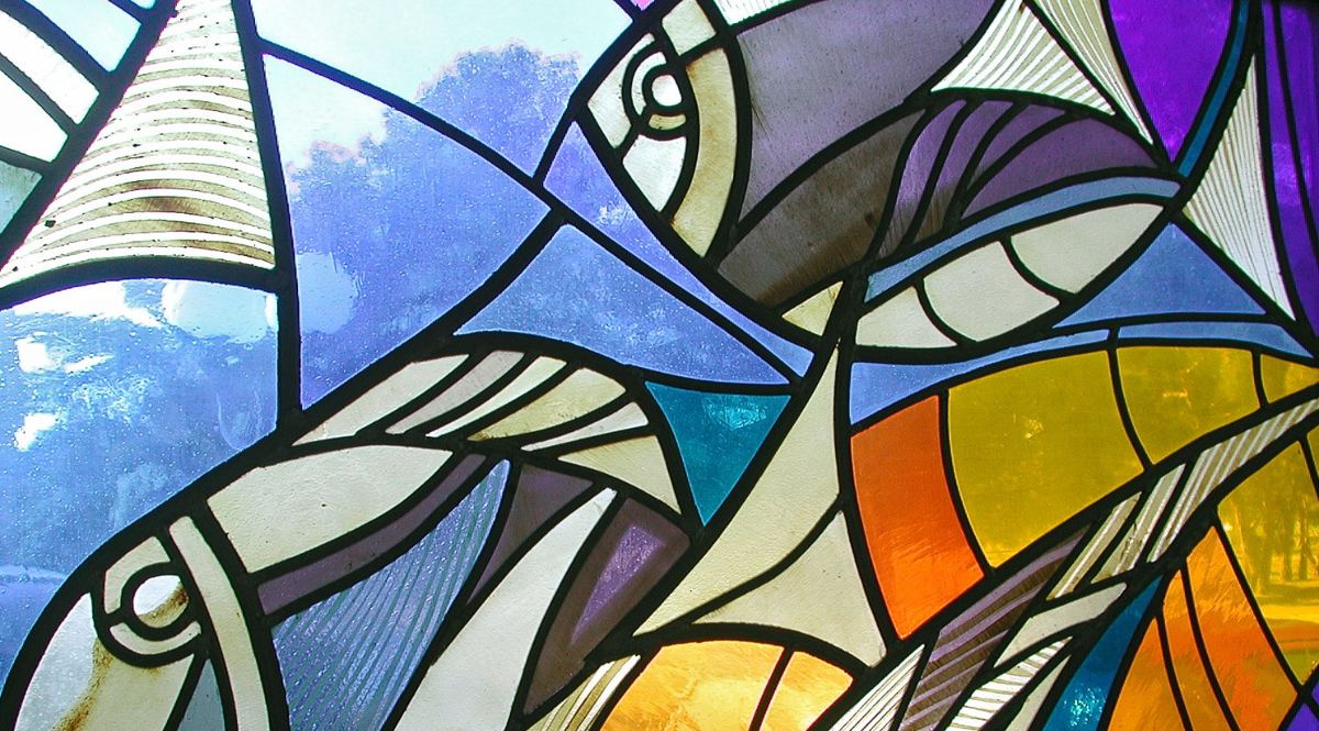 Stained glass at Hotel Melia Sol in Umago, Croatia, photo 2