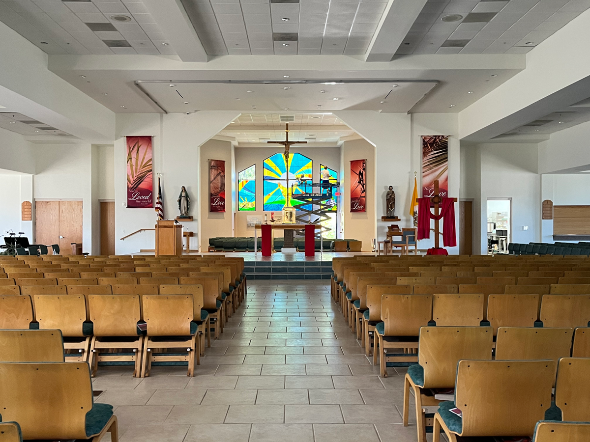 Altar stained glass windows at St. Therese Catholic Church in North Fort Myers