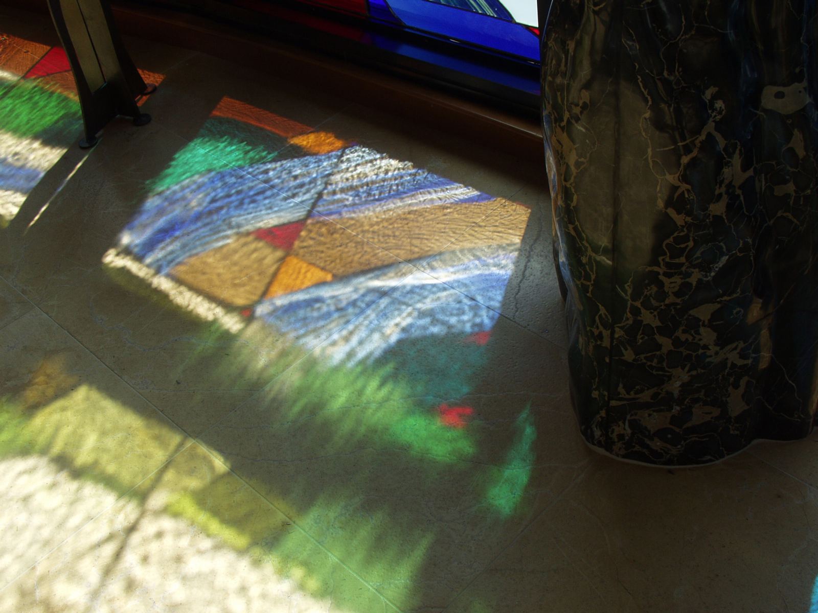 Stained glass at St. Francis Chapel, Marin Catholic in Kentfield, California