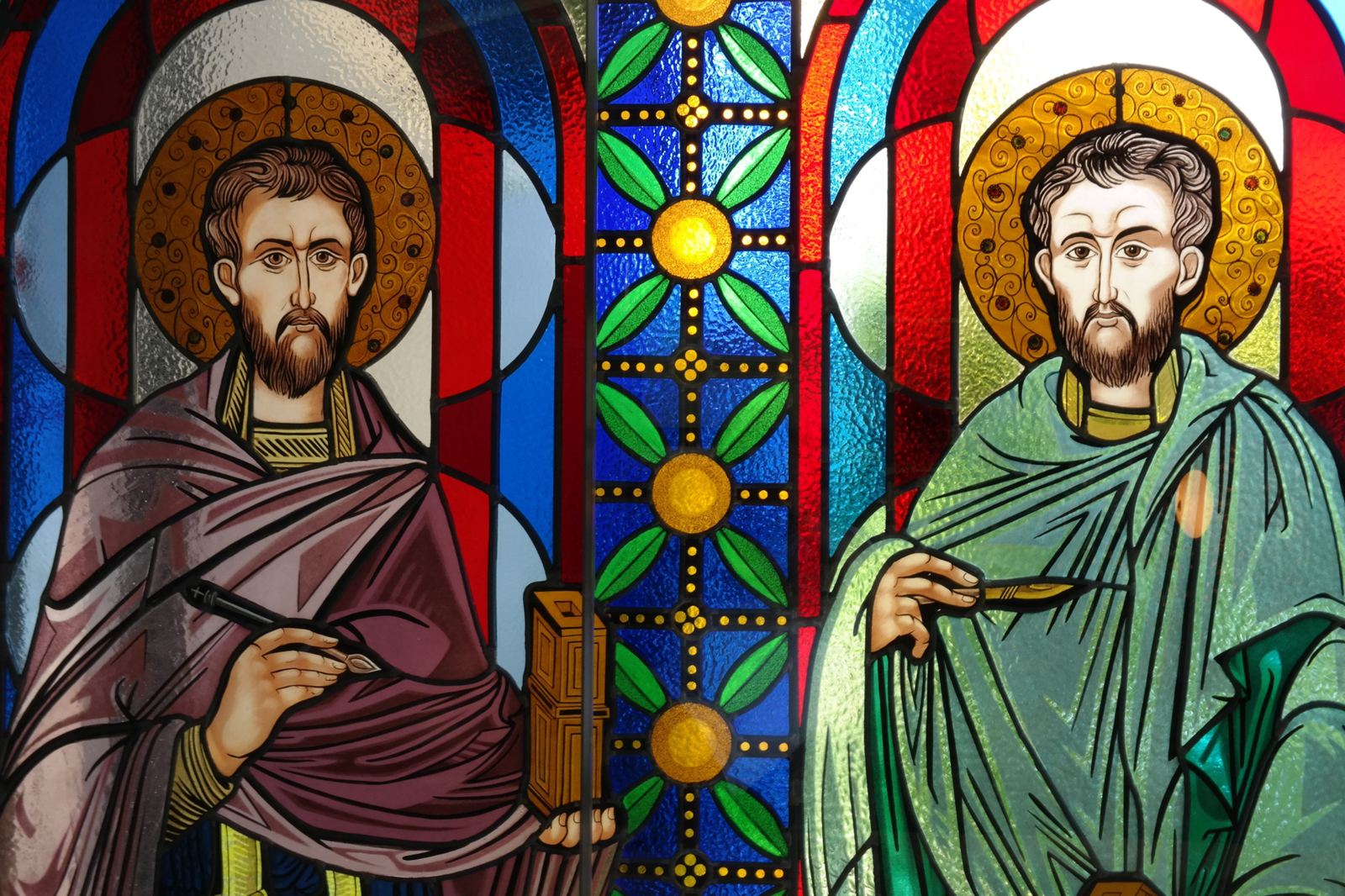 Stained glass at the Orthodox Church of the Archangel Michael in Hamburg, Germany, image 3