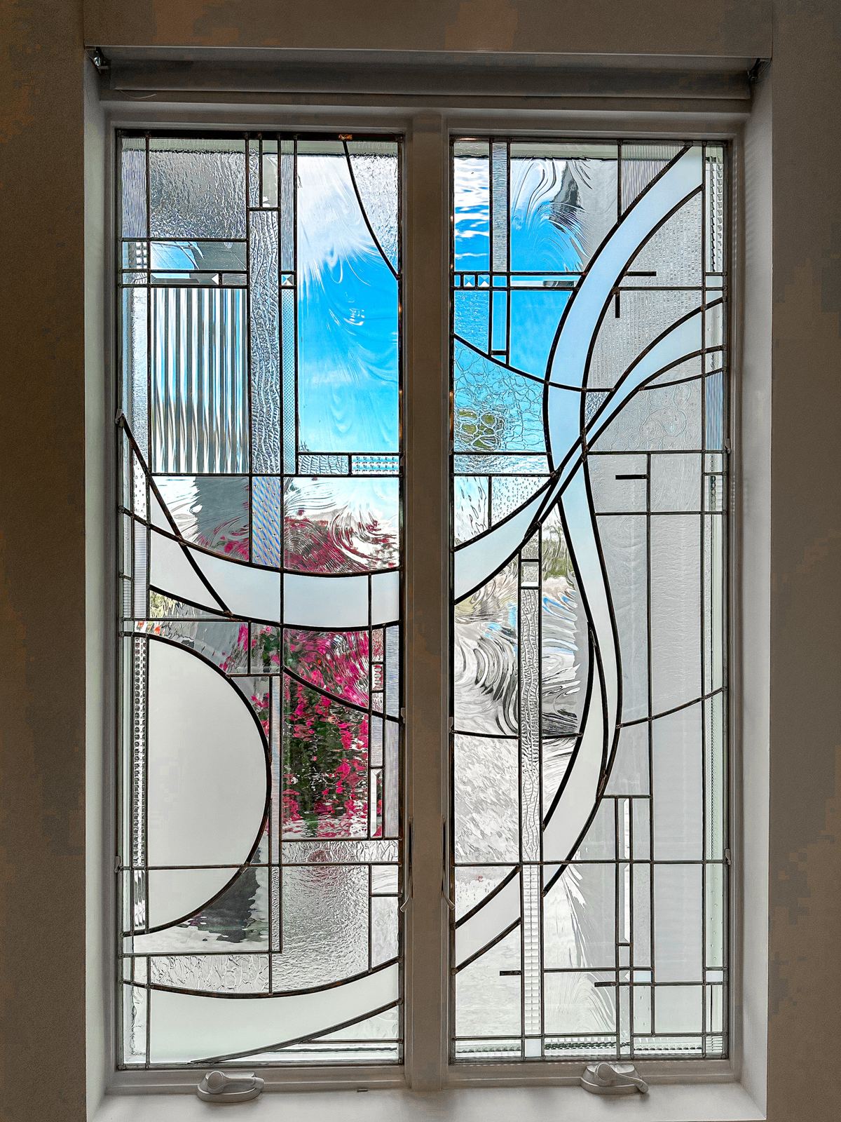 Custom stained glass window in a private residence, Naples, Florida