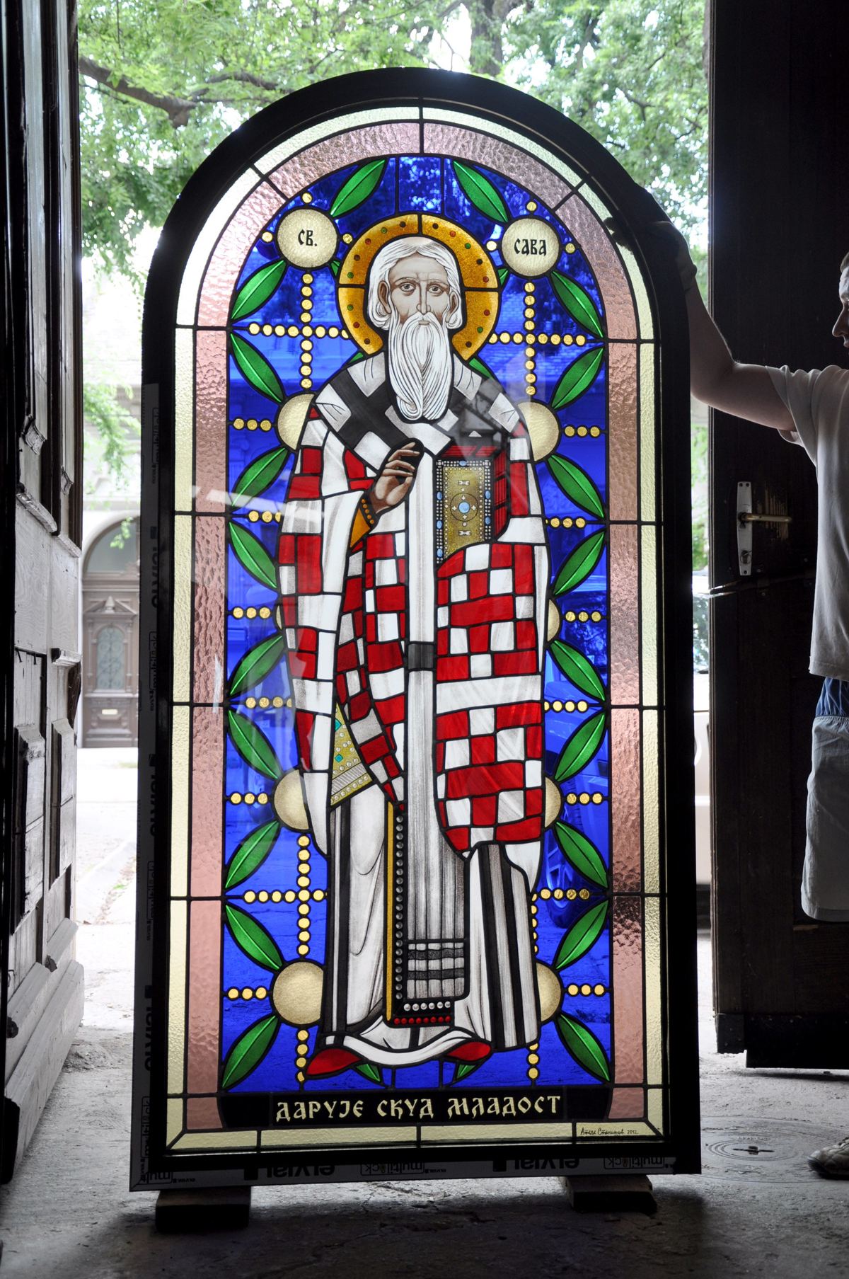 Stained glass at the Orthodox Church of the Archangel Michael in Hamburg, Germany, image 24