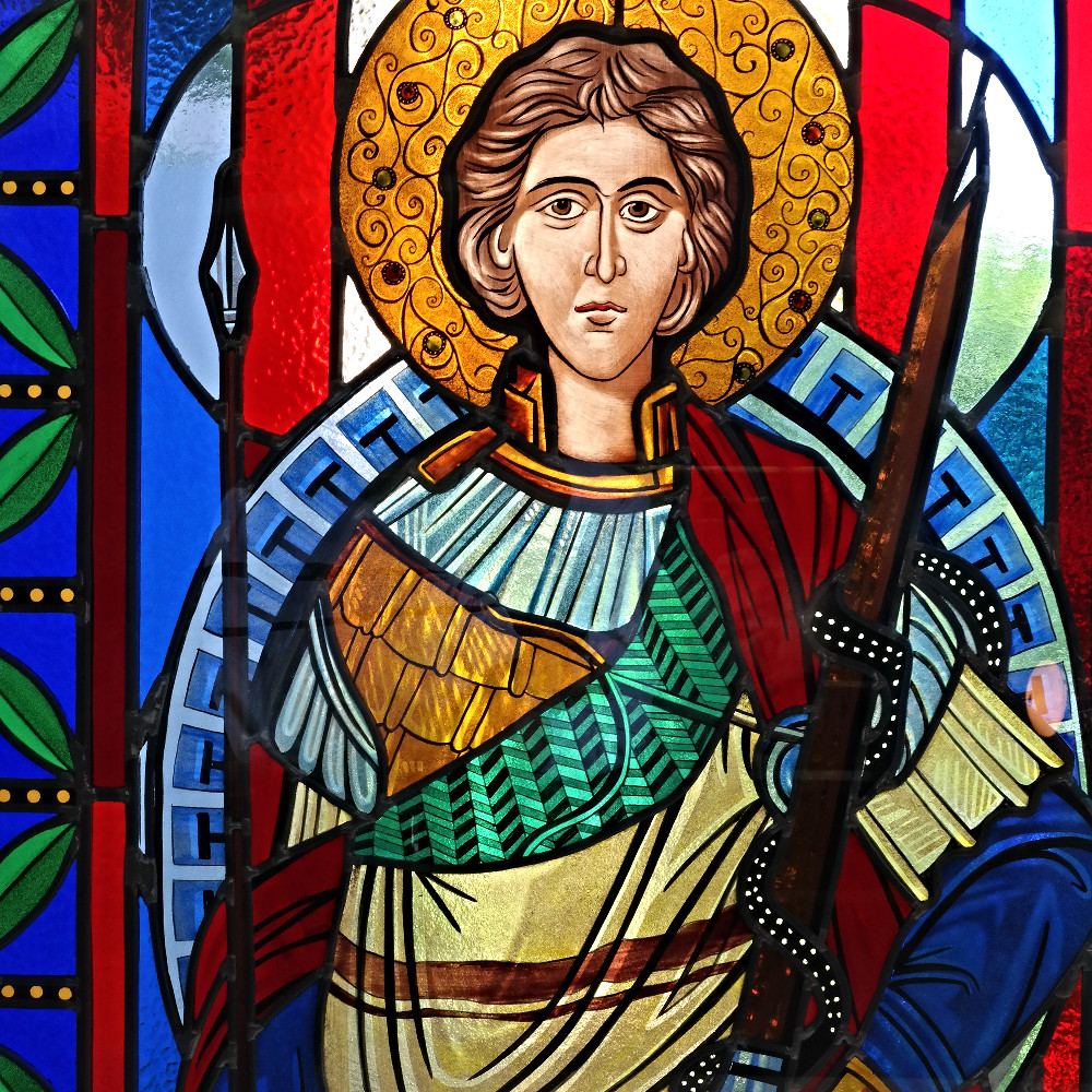 Stained glass at the Orthodox Church of the Archangel Michael in Hamburg, Germany, image 11