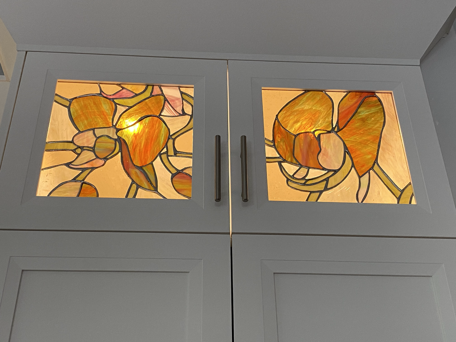 Stained glass window insert for a bathroom or kitchen in Naples, Florida