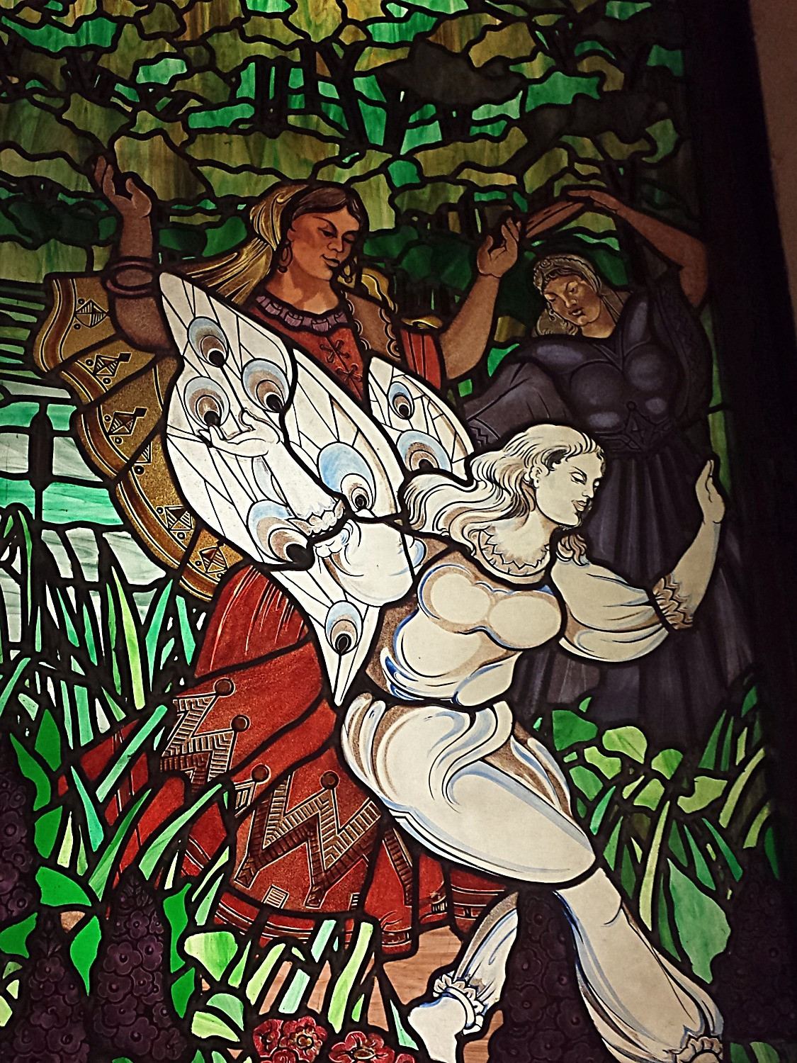 Stained glass windows at the Grand Hotel Gellert in Budapest, Hungary