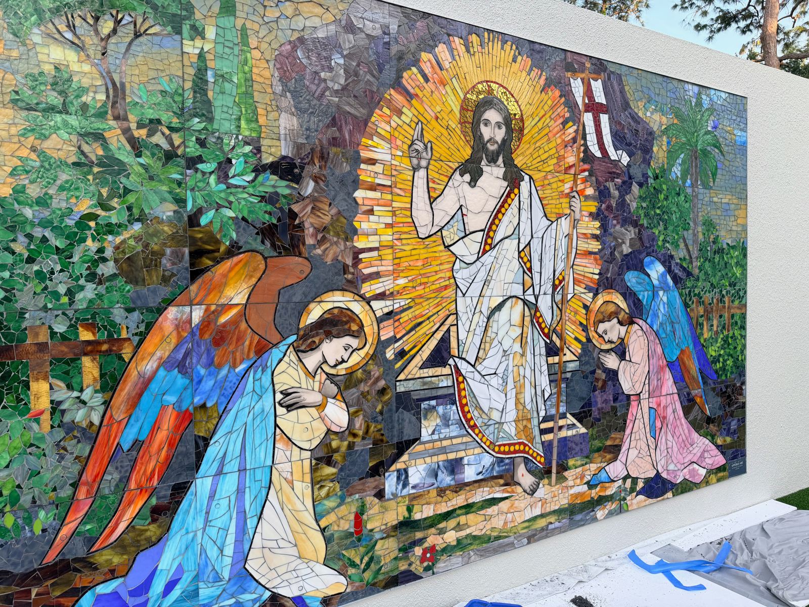 Resurrection of Christ glass mural project at St. Thomas More, photo 11