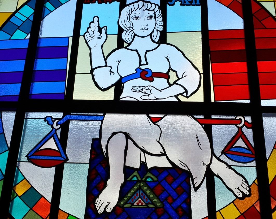 Stained glass at the Serbian Academy of Sciences and Arts in Belgrade, Serbia