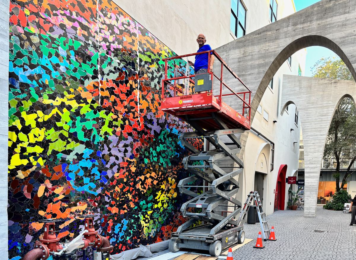 Living the Dream glass and mosaic mural, Miami Design District