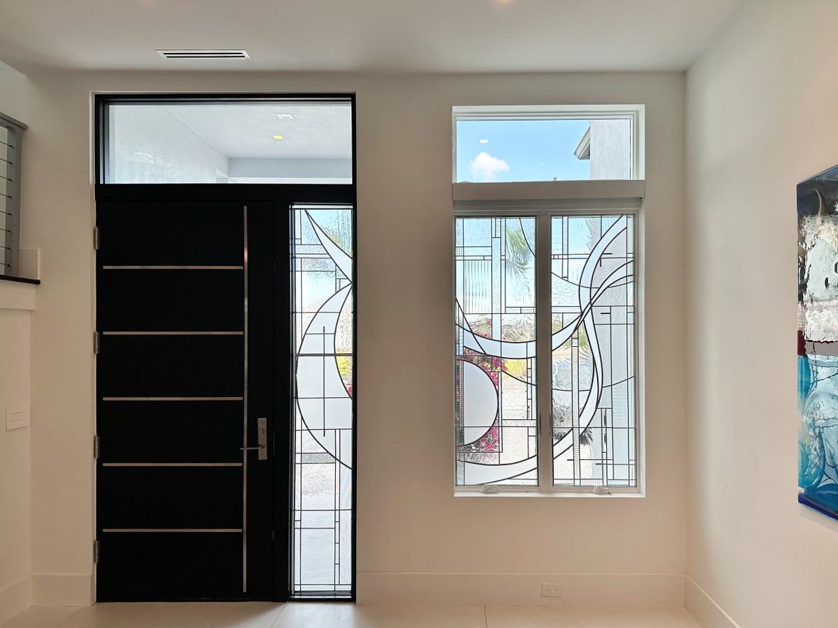 Custom stained glass window in a private residence, Naples, Florida