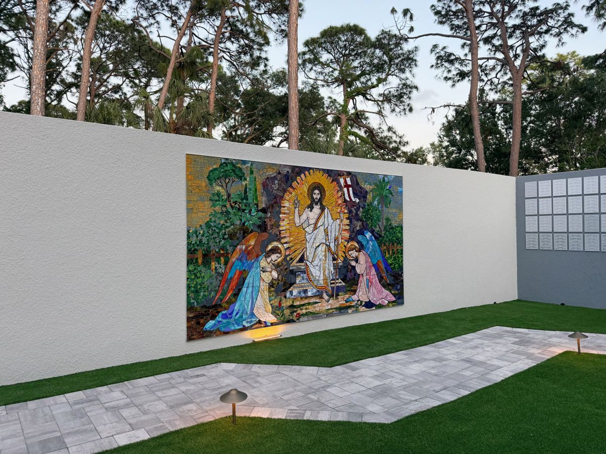 Resurrection of Christ glass mural project at St. Thomas More, photo 8