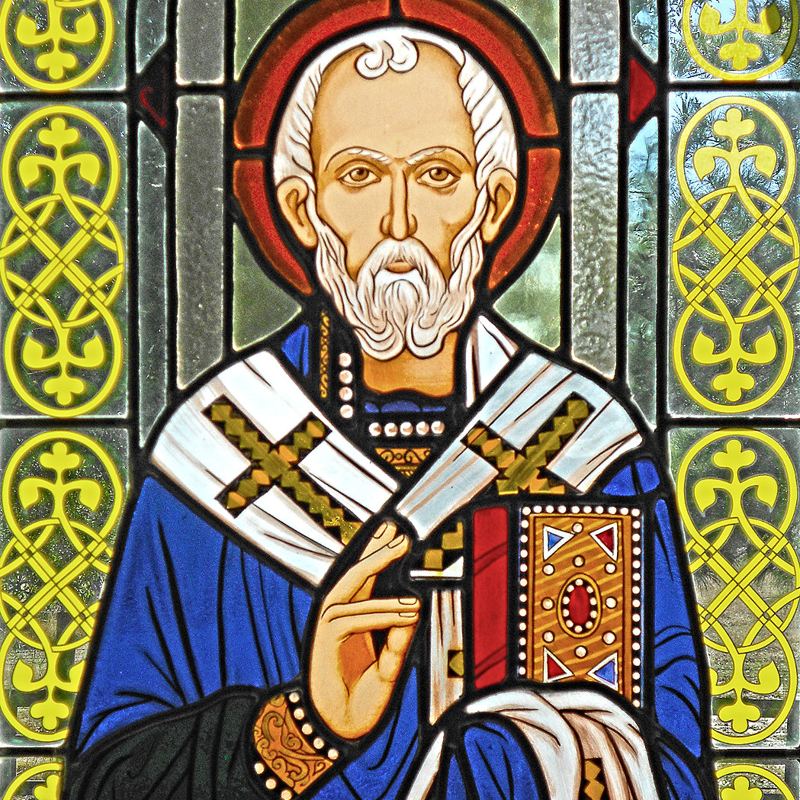 Stained glass icons at Saint Sava Serbian Orthodox Church near Houston, Texas