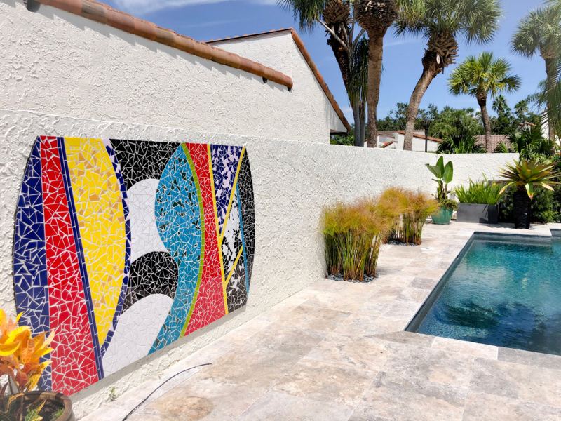 Mosaic wall at Pelican Bay in Naples, Florida