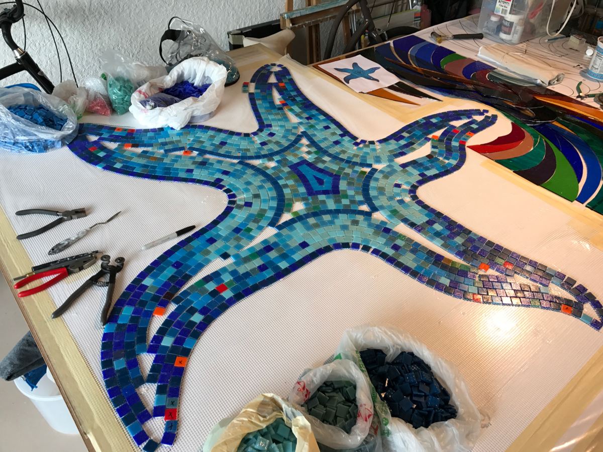 Glass mosaic in a residential swimming pool in Naples, Florida, photo 5