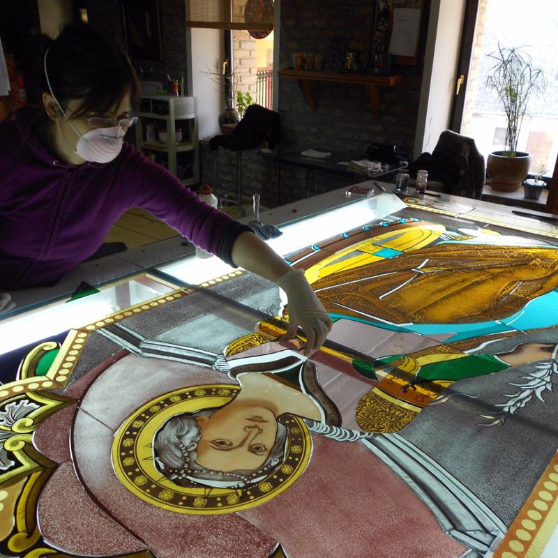 Custom stained glass by Apperlo Art for St. Agnes Catholic Church in Naples, Florida