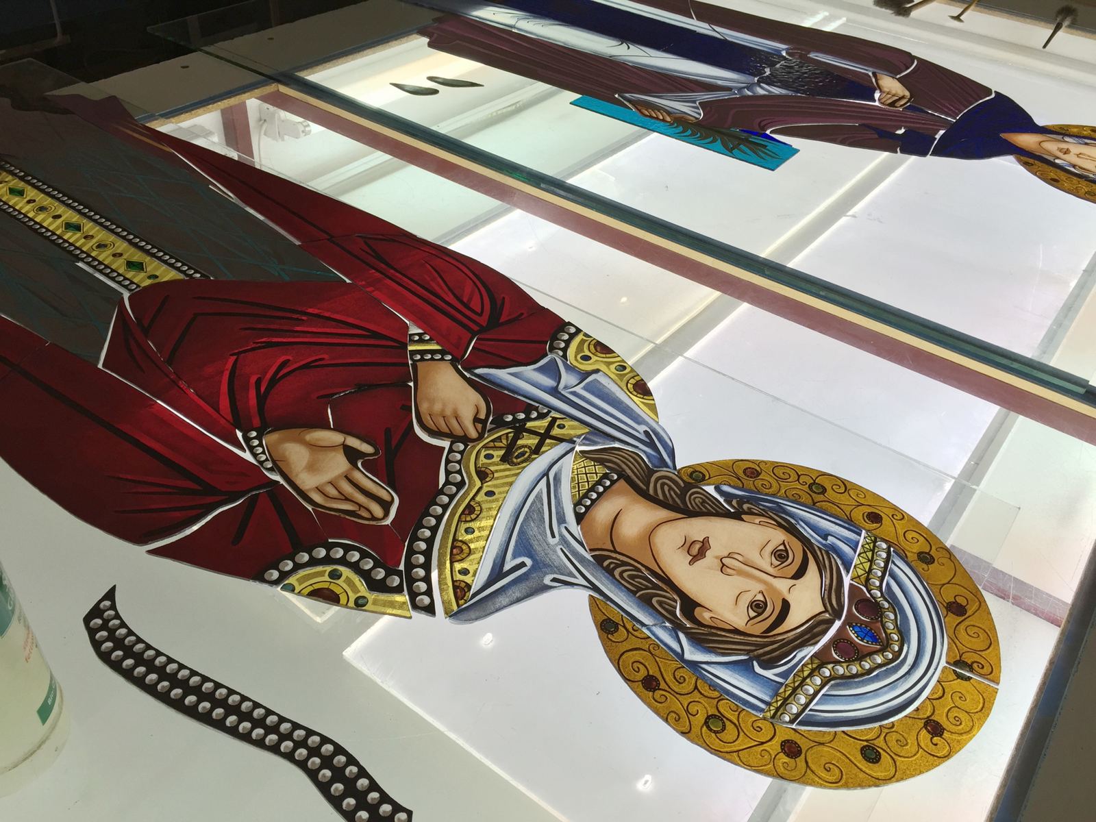 Stained glass at the Orthodox Church of the Archangel Michael in Hamburg, Germany, image 6