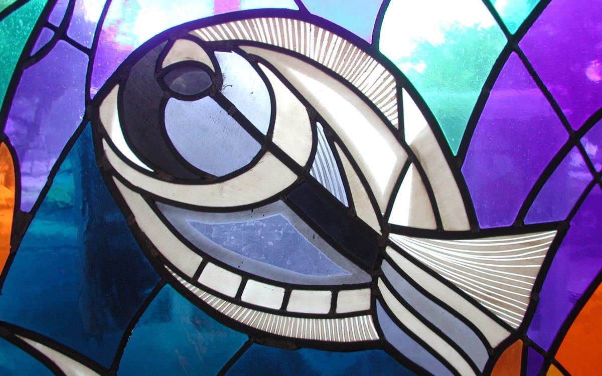 Stained glass at Hotel Melia Sol in Umago, Croatia, photo 1