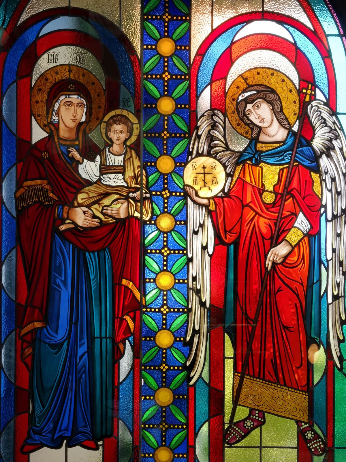 Stained glass at the Orthodox Church of the Archangel Michael in Hamburg, Germany, image 25