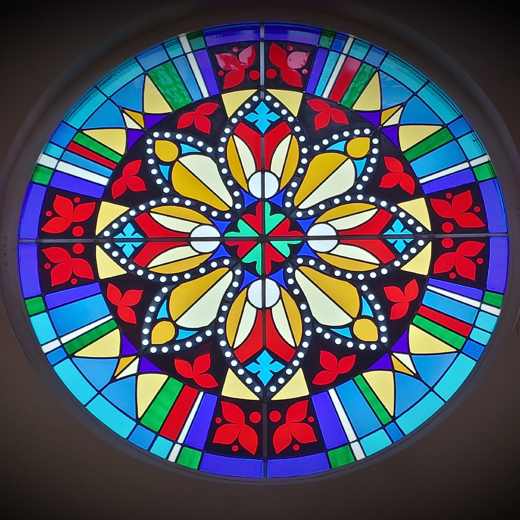 Stained glass window at St. Joseph on Carrollton Manor church in Frederick, Maryland