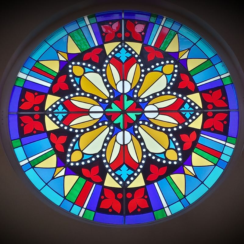 Stained glass window at St. Joseph on Carrollton Manor church in Frederick, Maryland