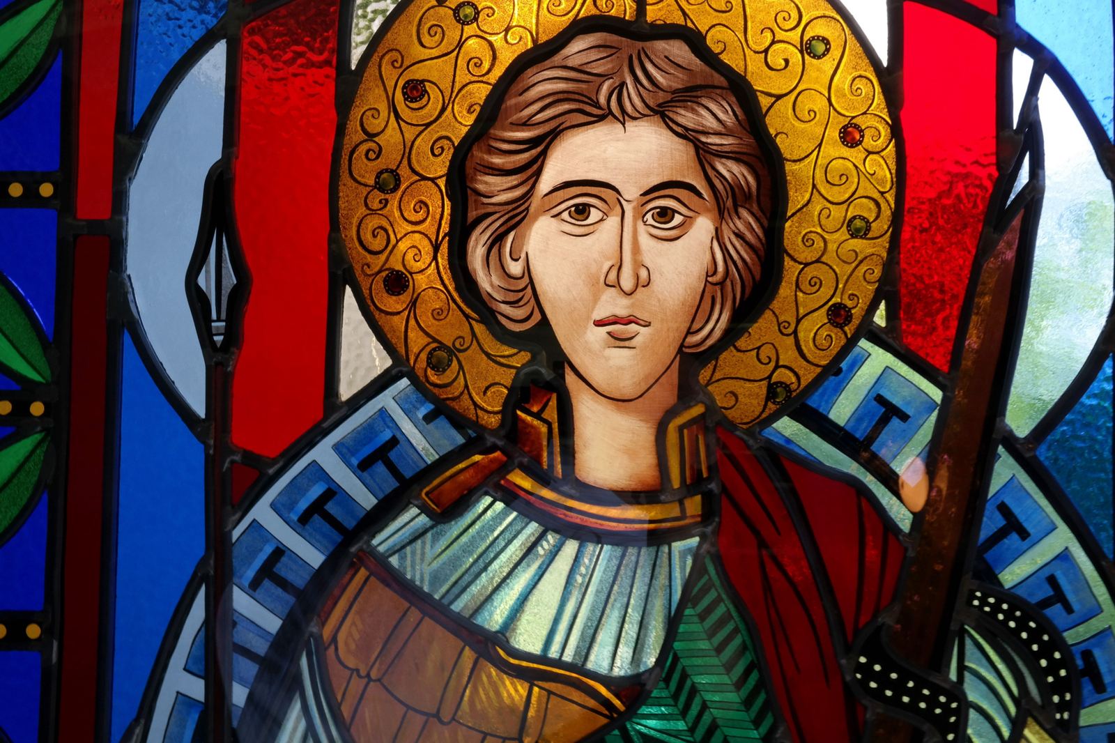Stained glass at the Orthodox Church of the Archangel Michael in Hamburg, Germany, image 7