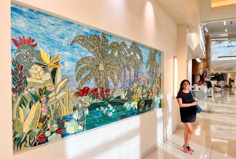 Glass mosaic at Lee Health and Wellness Hospital, Coconut Point in Estero, Florida