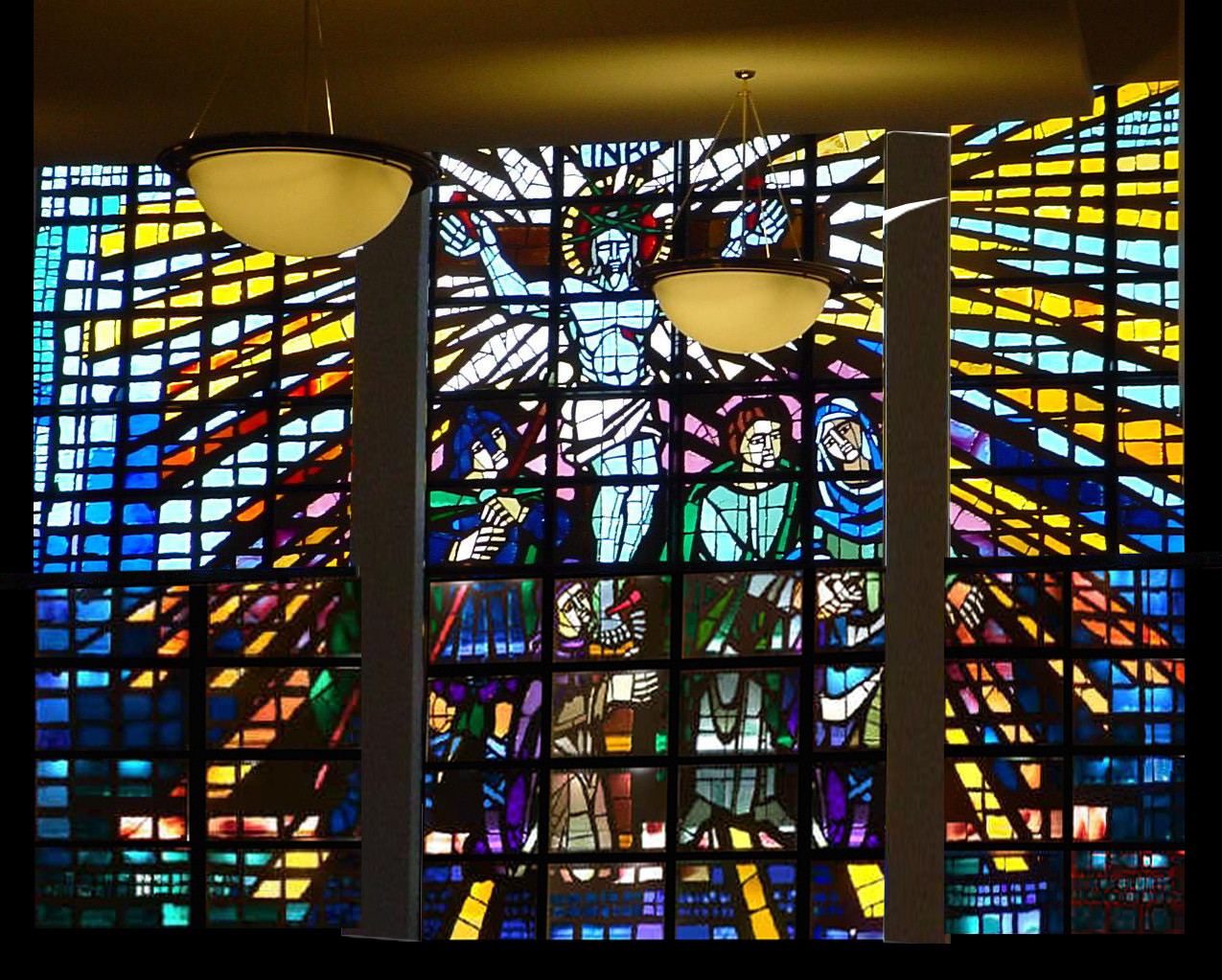 Faceted glass window at St. Gregory the Great Church in Williamsville, New York
