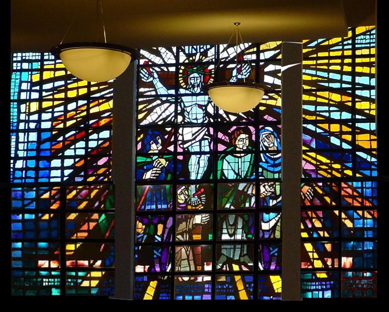 Faceted glass window at St. Gregory the Great Church in Williamsville, New York