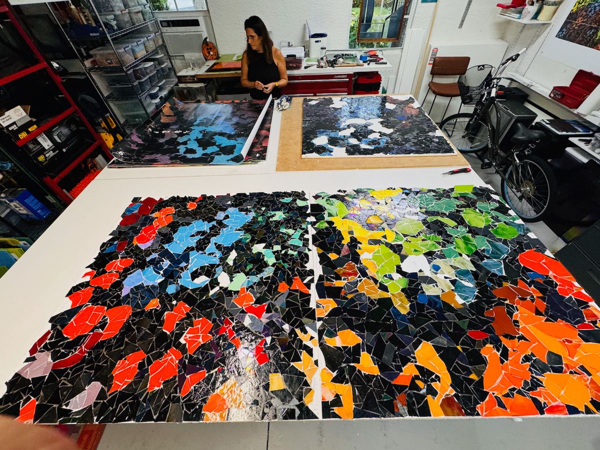 Living the Dream glass and mosaic mural, Miami Design District