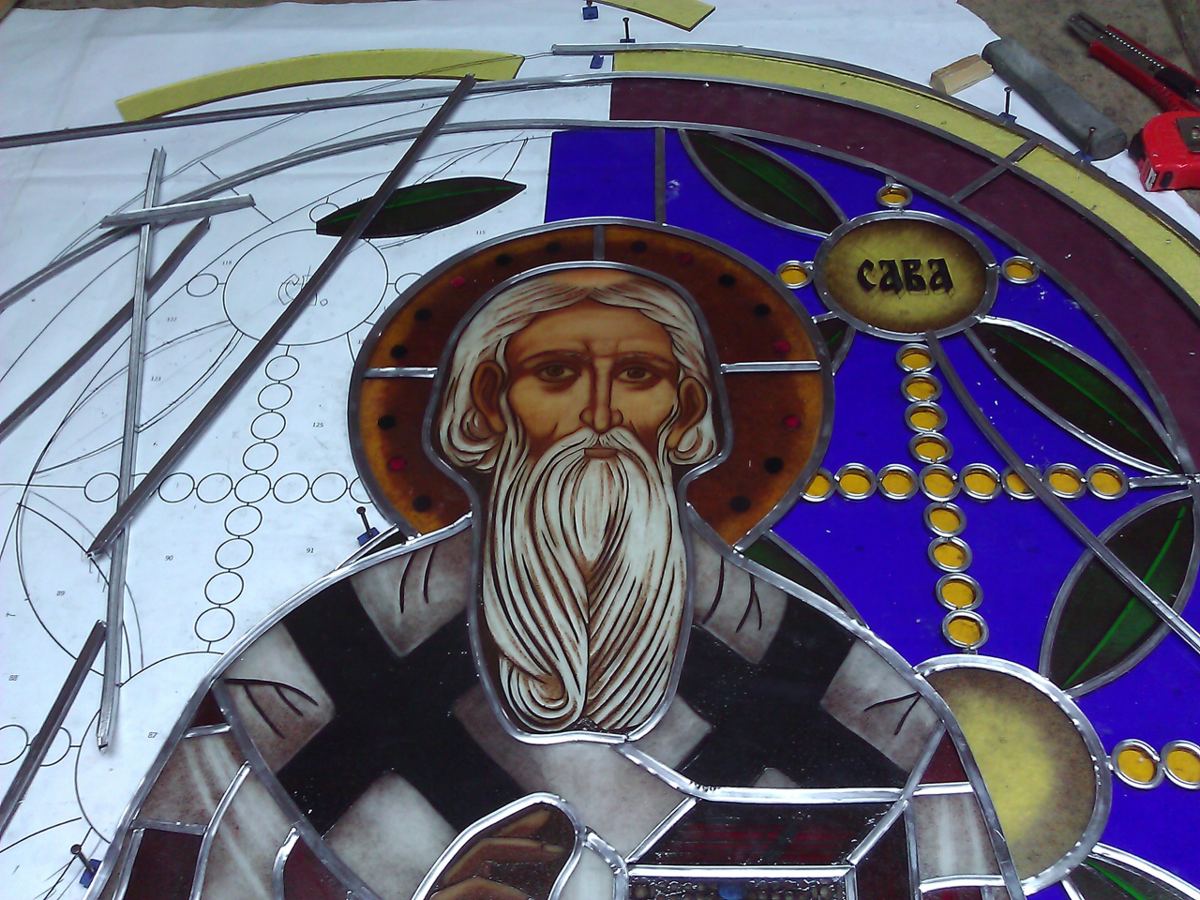 Stained glass at the Orthodox Church of the Archangel Michael in Hamburg, Germany, image 9