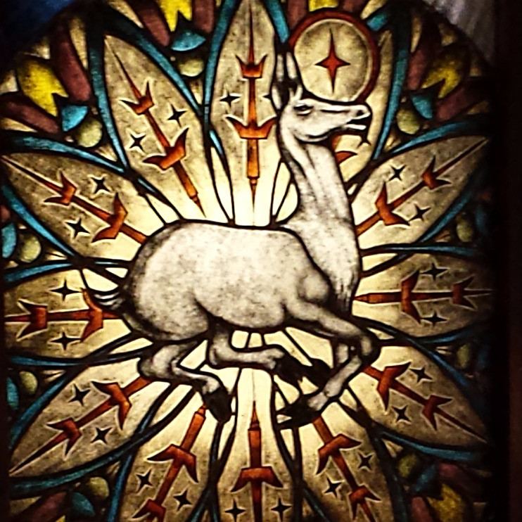 Stained glass windows at the Grand Hotel Gellert in Budapest, Hungary