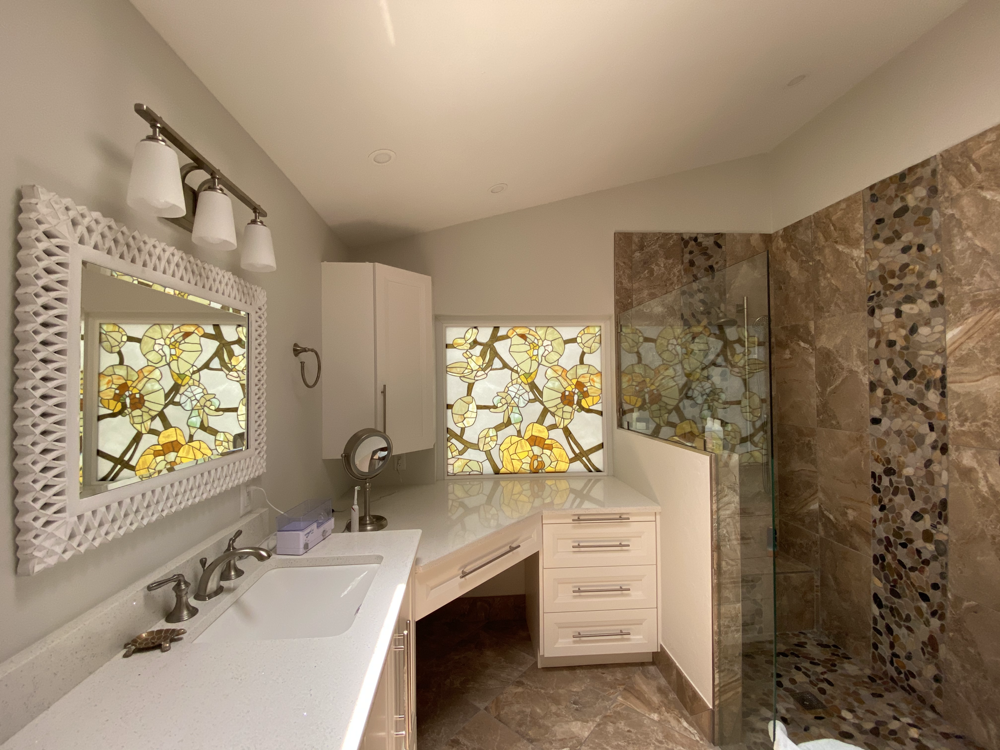 Custom stained glass window inserts in Pelican Bay, Naples, Florida