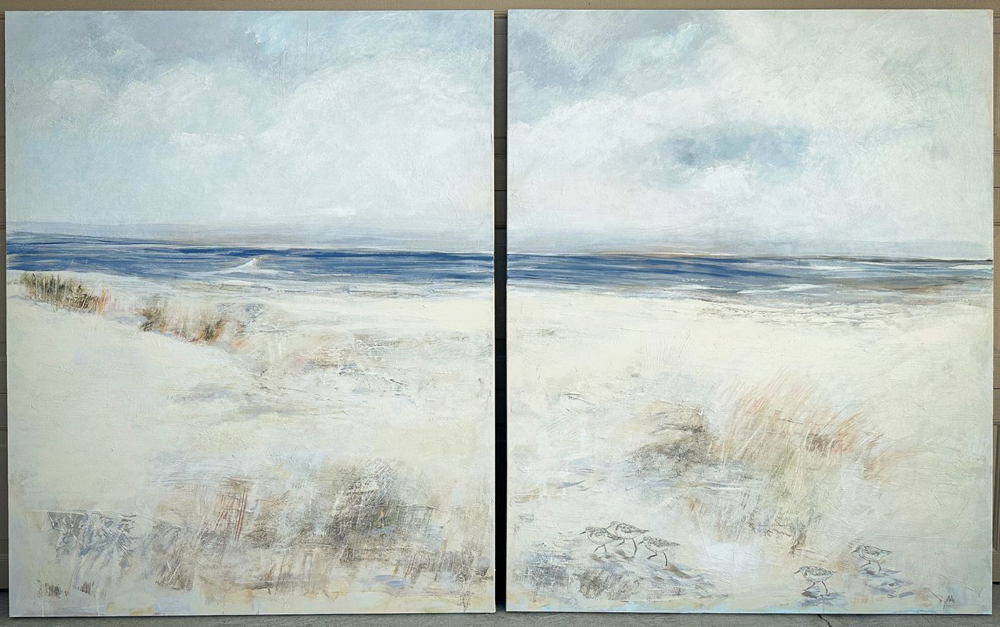 Sandpipers, an abstract Florida landscape diptych by Mila Apperlo