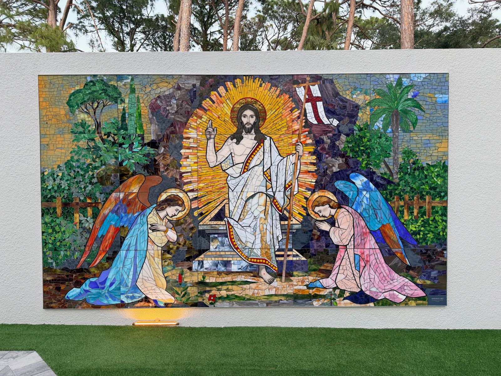 Resurrection of Christ glass mural project at St. Thomas More, photo 7