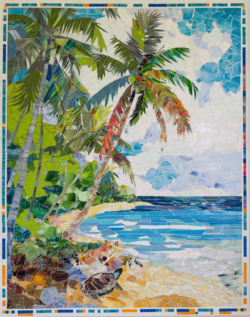 Custom glass mosaic mural for the lobby of Barefoot Beach Club in Bonita Springs, Florida