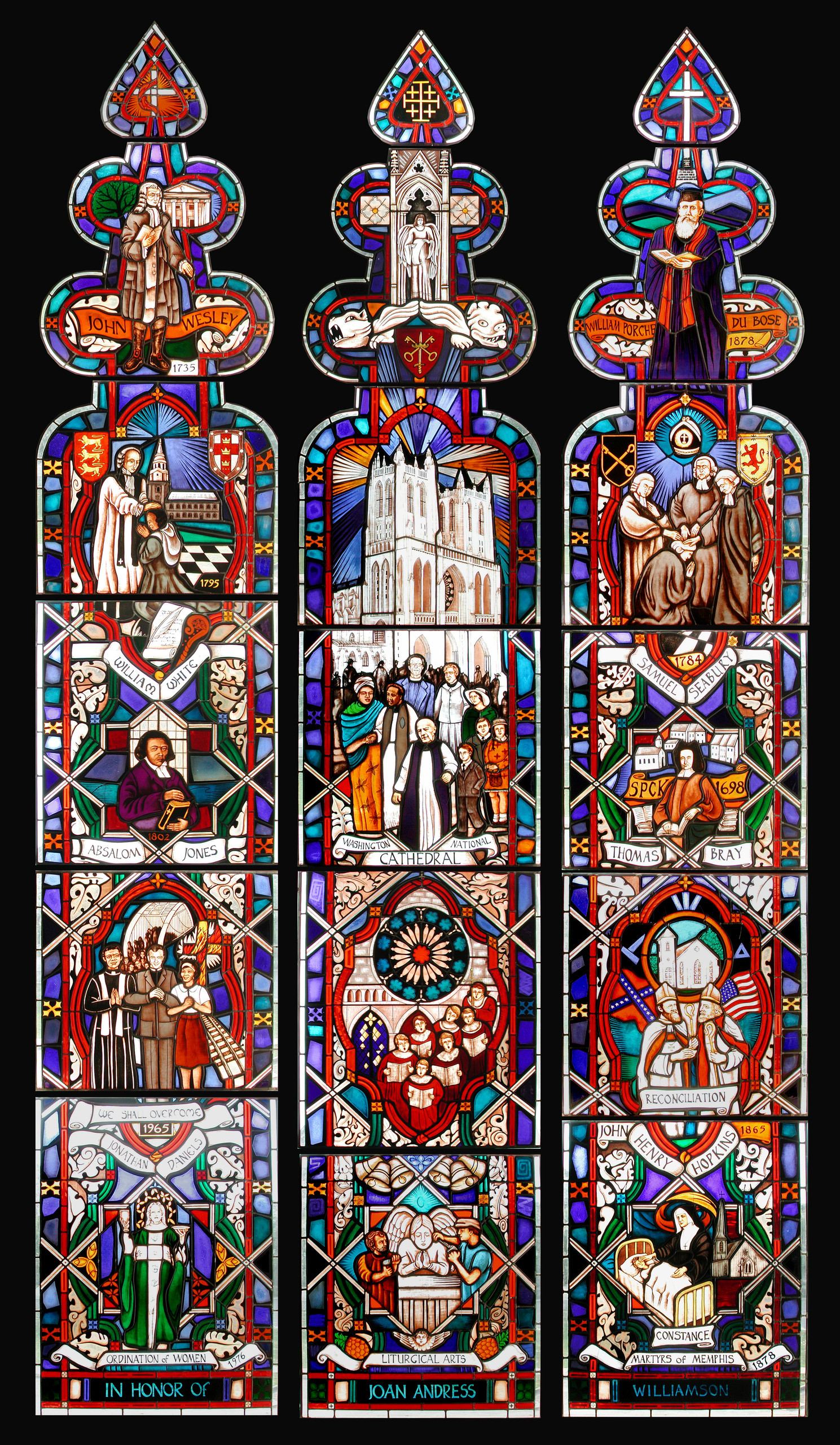 Stained glass at All Saints Chapel, University of the South in Sewanee, Tennessee