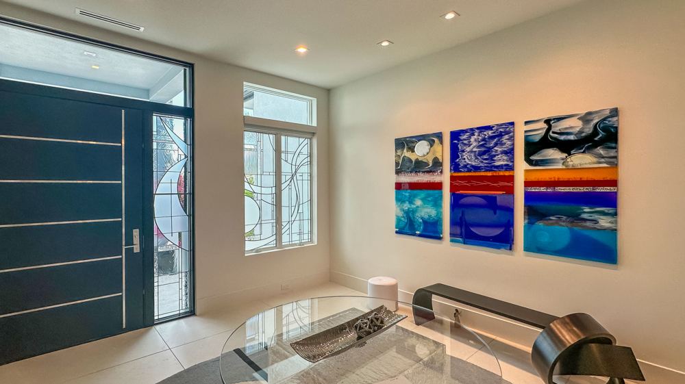 Custom designed stained glass windows in a private residence in Naples, Florida