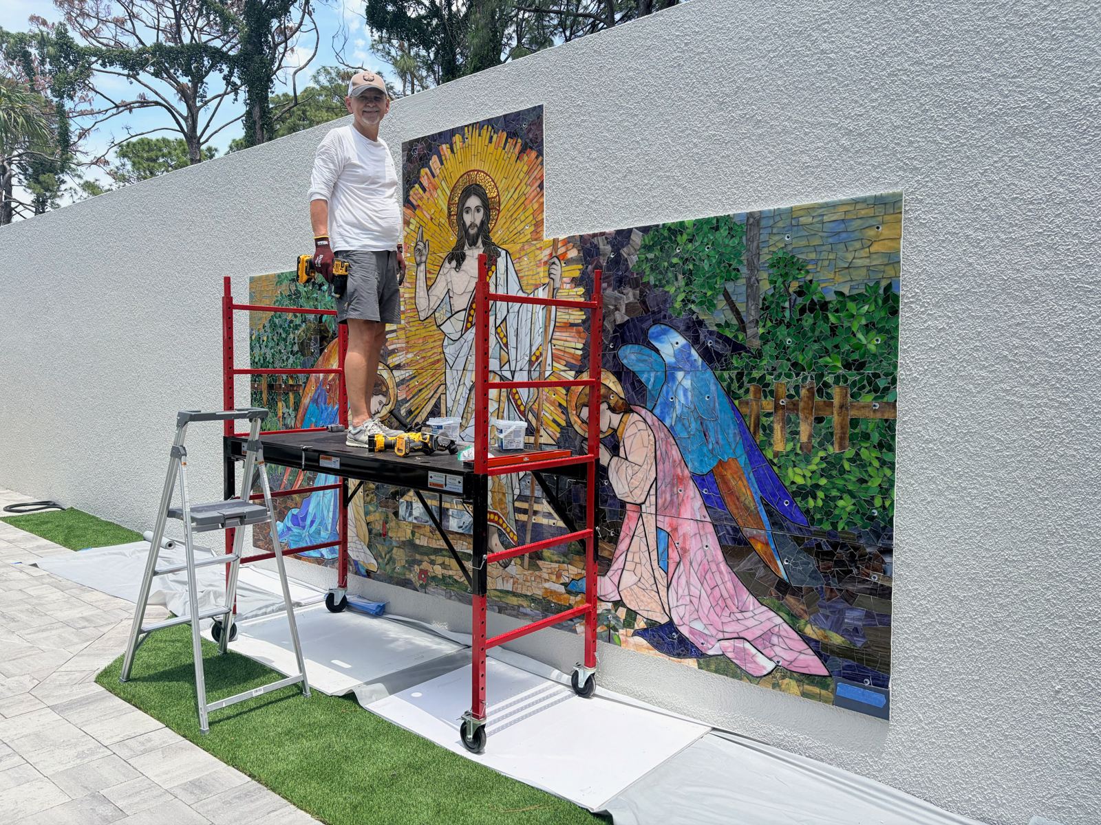 Resurrection of Christ glass mural project at St. Thomas More, photo 6