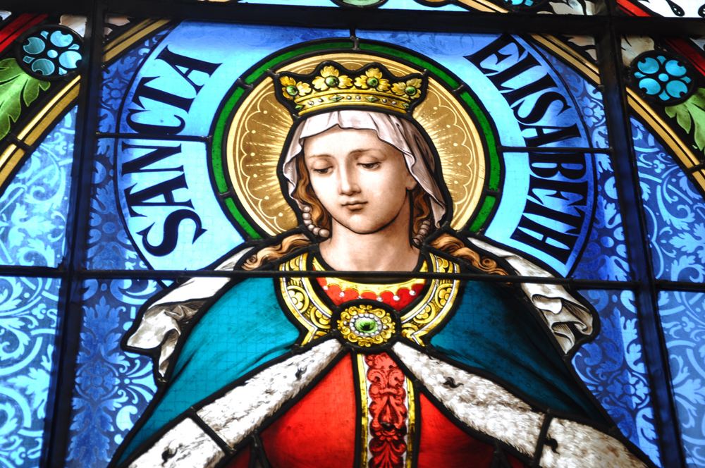 Restored stained glass at the Cathedral of Saint Teresa of Ávila in Subotica, Serbia